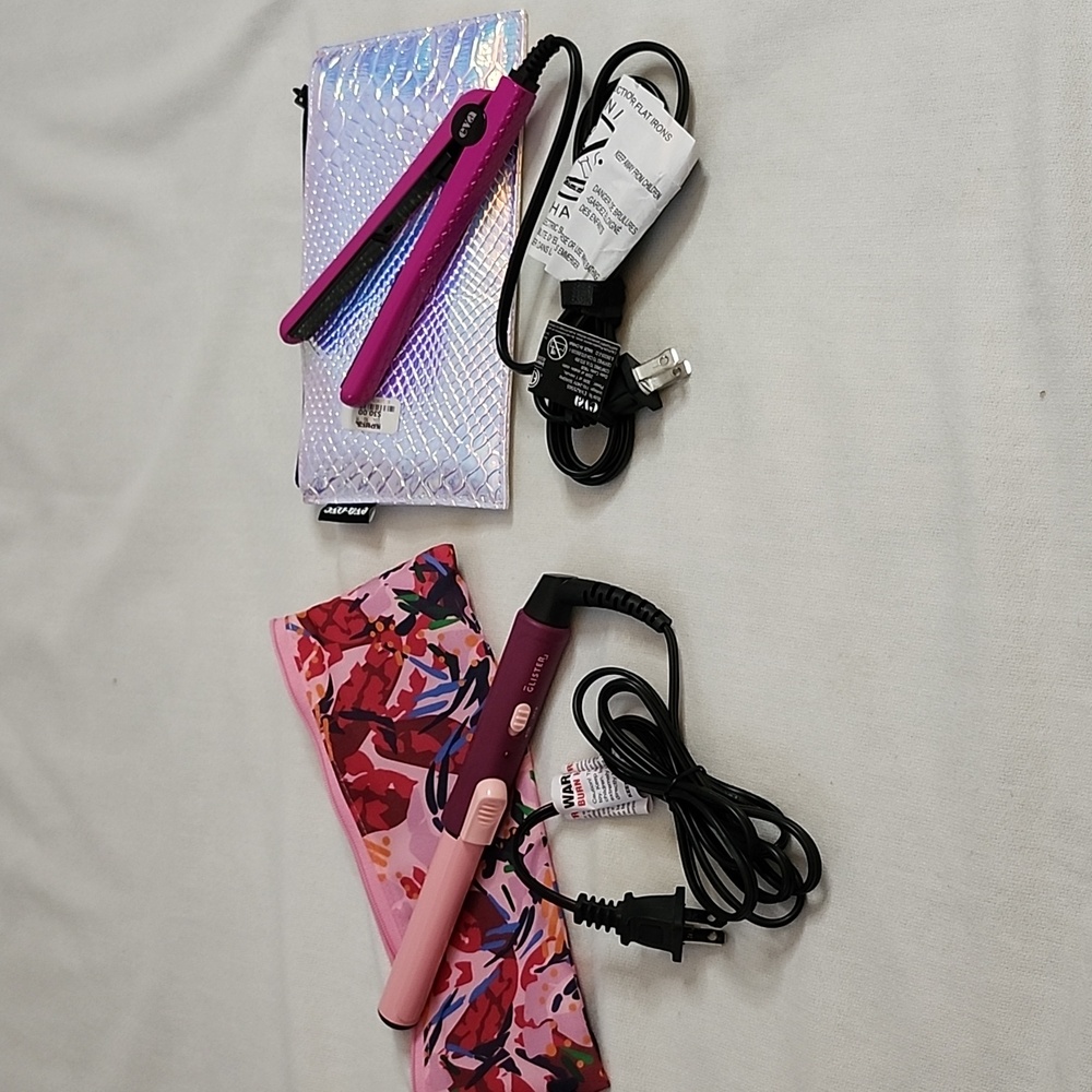 Eva-Nyc Mini Travel Flatiron and Glisters Mini Curls Travel Clip Curler